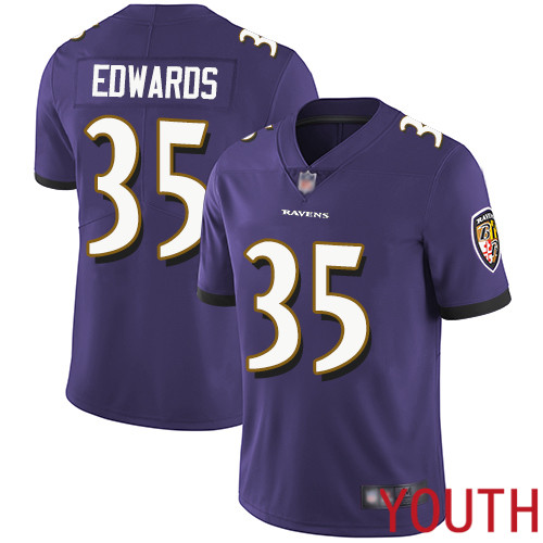 Baltimore Ravens Limited Purple Youth Gus Edwards Home Jersey NFL Football #35 Vapor Untouchable